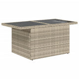 Garden Table with Glass Top Light Grey 100x55x73 cm Poly Rattan 366183