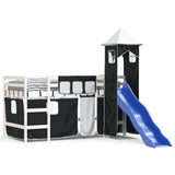 ZNTS Kids' Loft Bed with Tower without Mattress White&Black 80x200cm 3207066