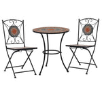 ZNTS 3 Piece Mosaic Bistro Set Ceramic Tile Orange/Grey 279691