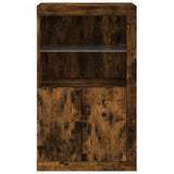 Side Cabinet with LED Lights Smoked Oak Engineered Wood 836627