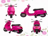 12V Vespa Licensed Kids Electric Motorbike w/ Music, Headlights, FM Radio, for 3-6 Years - Pink T3398P348418