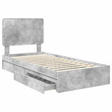 Storage Bed Concrete Grey 90 x 200 cm Engineered Wood 3412724