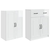 Cabinet Set 2 pcs High Gloss White Engineered Wood 3416992