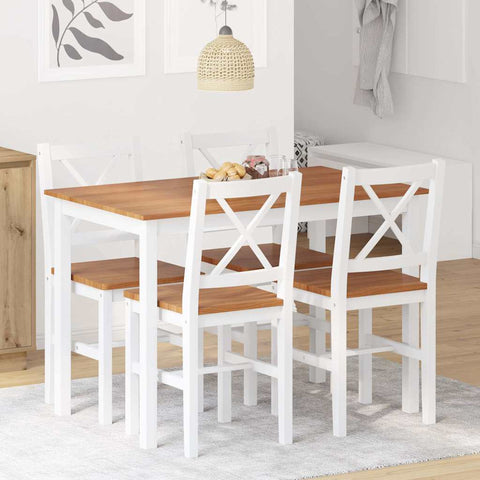5 Piece Dining Set Brown and White 240884
