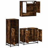3 Piece Bathroom Furniture Set Smoked Oak Engineered Wood 3300977
