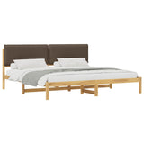 Bed Frame with Upholstered Headboard Whitewash and Taupe 3405040