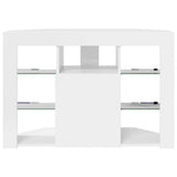Corner LED TV Cabinet Wall-mounted High gloss White 100x40x68cm 889789