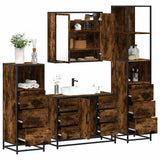 4 Piece Bathroom Furniture Set Smoked Oak Engineered Wood 3301262