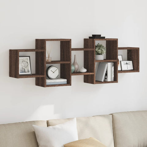 ZNTS Wall Shelf Brown Oak 129x18x42 cm Engineered Wood 853224