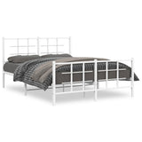 Metal Bed Frame without Mattress with Footboard White 140x190cm 355628