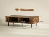 Coffee Table with Storage, Living Room Table with Slatted Tambour Sliding Doors and Foot Pads, T3398P377893