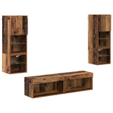 TV Wall Unit Wall-mounted 6 pcs Old Wood Engineered Wood 3402929