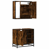 2 Piece Bathroom Furniture Set Smoked Oak Engineered Wood 3300907
