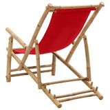 Deck Chair Red Bamboo, Canvas Standard Foldable 318597