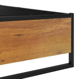 Bed Frame Black Powder-coated metal, melamine coated MDF 140x200 cm 324816