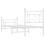 Metal Bed Frame without Mattress with Footboard White 80x200cm 374397