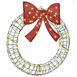 Wreath with 60 LEDs Warm white 75 x 75 x 8 cm Rattan 42019139