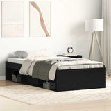 Bed Frame without Mattress Black Oak 90x190 cm Engineered Wood 3329331