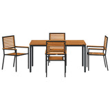 Garden Dining Set 5 pcs Black Poly Rattan 3365496