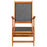 Deck Chair Black Acacia wood Standard Ergonomic Deck Chair 45958
