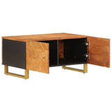 Coffee Table Brown and Black 80x50x40 cm Solid Wood Mango 356788