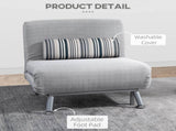 Single Sofa Bed, 1 Person Sleeper Foldable Lounge with Pillow, Grey T3398P328104
