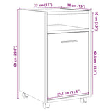 Cabinet with Wheels Artisan Oak 33x38x60 cm Engineered Wood 856563