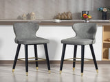 Bar Stools Set of 2, PU Leather Barstools with Back, Footrest and Wood Legs for Kitchen, Counter, T3398P423522