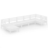 7 Piece Garden Lounge Set Solid Wood Pine White 3082965