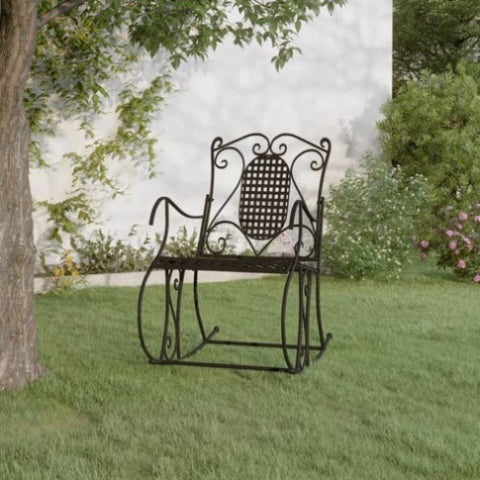 Rocking Bench 84 cm Black Steel 318830