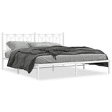 Metal Bed Frame without Mattress with Headboard White 180x200cm 376181