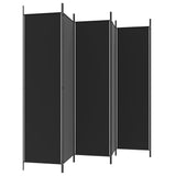 6-Panel Room Divider Black 300x200 cm Fabric 350193