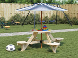 Picnic Table for 4 Kids with Umbrella Round Solid Wood Fir 3281622