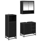 Bathroom Furniture Set 3 pcs Black Oak Engineered Wood 3402473