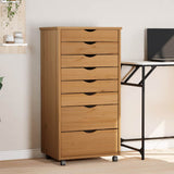 Rolling Cabinet Honey Brown Solid pine wood, engineered wood, plastic 355897