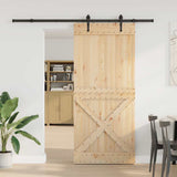 Sliding Door with Hardware Set 100x210 cm Solid Wood Pine 3332795