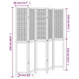 Room Divider 5 Panels Dark Brown Solid Wood Paulownia 358712