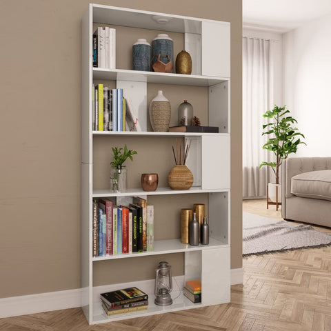 Book Cabinet/Room Divider High Gloss White 80x24x159 cm Engineered Wood 800105