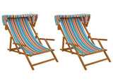 Deck Chair 2 pcs 3 Position Solid Eucalyptus Wood Multicolour 3407810