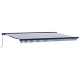 Retractable Awning Blue and White 500 x 300 cm Fabric and Metal 3331195