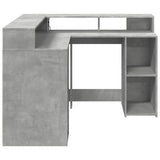 Desk with LED Lights Concrete Grey 130x130x91 cm Engineered Wood 3309450
