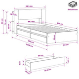 Bed Frame with Storage Grey Sonoma 100 x 200 cm Engineered Wood 3433547