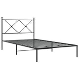 Metal Bed Frame without Mattress with Headboard Black 100x200cm 376497