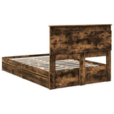 Storage Bed with Drawer Smoked Oak 135 x 190 cm Engineered Wood 3410252