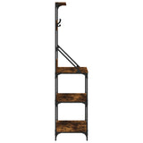 Baker's Rack with Hooks 4-Tier Smoked Oak Engineered Wood 838960