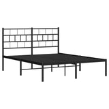 Metal Bed Frame without Mattress with Headboard Black 160x200cm 355662