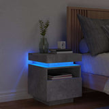 Bedside Cabinet with LED Lights Concrete Grey 40x39x48.5 cm 836790