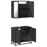 ZNTS 2 Piece Bathroom Furniture Set Black Engineered Wood 3300885