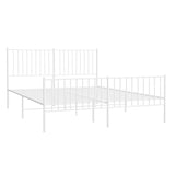 Metal Bed Frame without Mattress with Footboard White 150x200cm 350951
