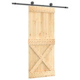 Sliding Door Natural and Black 85 x 210 cm Solid Pine Wood 3444981